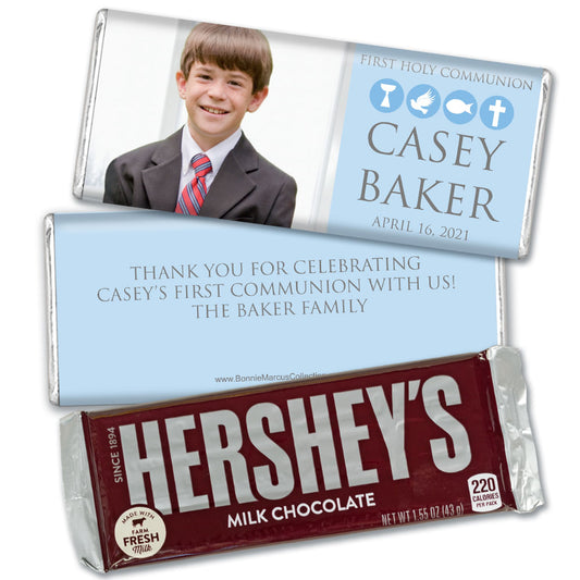 Personalized Bonnie Marcus Boy First Communion Religious Symbols Hershey's Milk Chocolate Bar