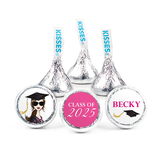 Personalized Gorgeous Grad Brunette Hershey's Kisses