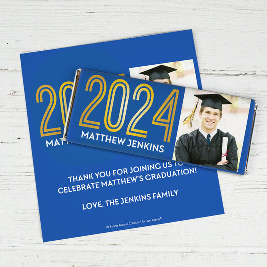 Personalized Bonnie Marcus Golden Grad Graduation Chocolate Bar Wrappers