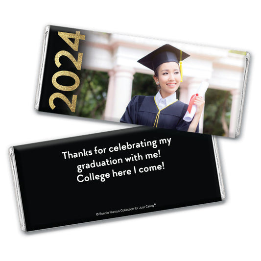 Personalized Bonnie Marcus Graduation Photo Glitter Year Hershey's Milk Chocolate Bar & Wrapper