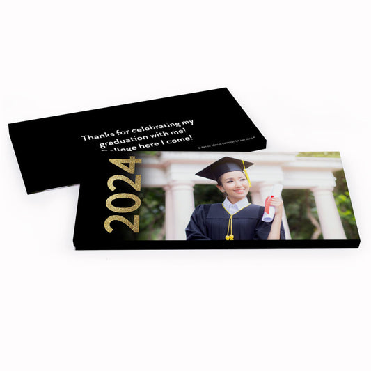 Deluxe Personalized Graduation Photo Glitter Year Candy Bar Favor Box