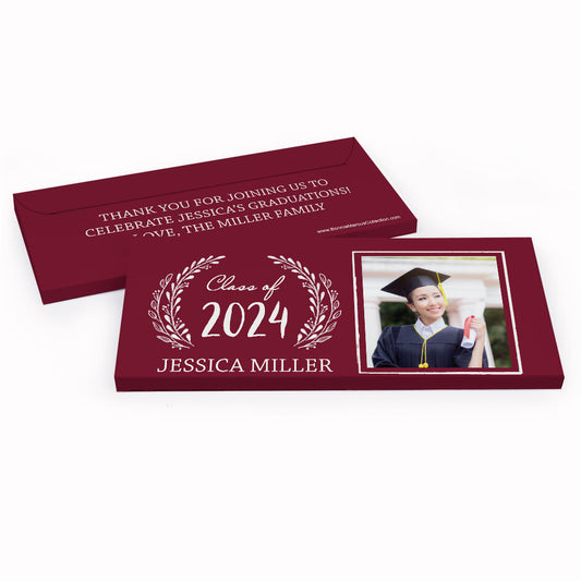 Deluxe Personalized Graduation Chalkboard Laurel Chocolate Bar in Gift Box