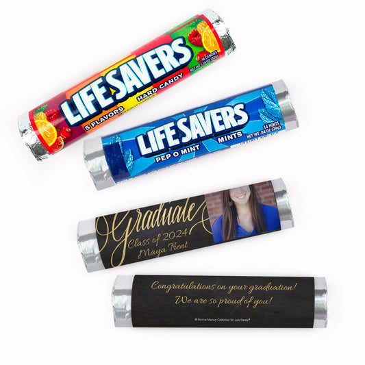 Personalized Bonnie Marcus Graduation Chalkboard Lifesavers Rolls (20 Rolls)