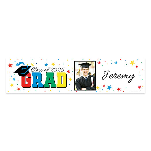 Personalized Bonnie Marcus Collection Colorful Grad Photo Graduation 5 Ft. Banner