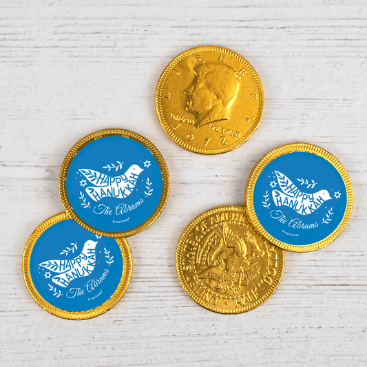 Personalized Hanukkah Dove Coins (84 Pack)