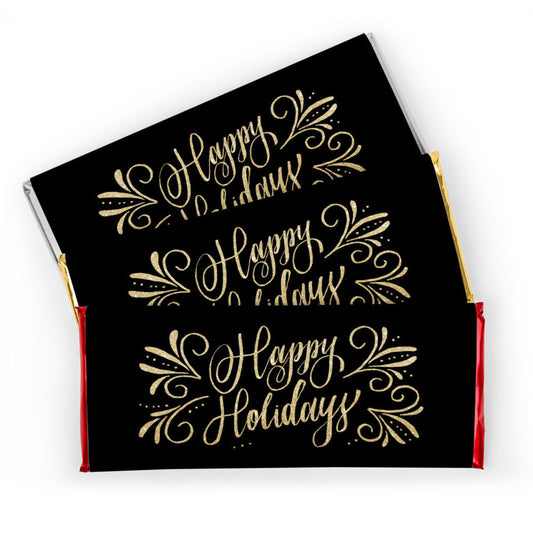 Personalized Bonnie Marcus Happy Holidays Flourish Hershey's Milk Chocolate Bar & Wrapper