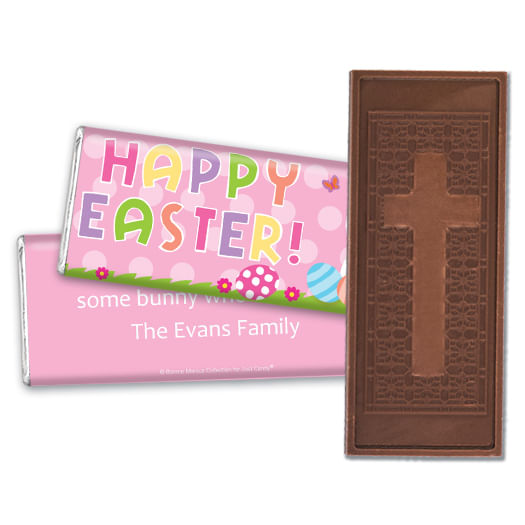 Bonnie Marcus Collection Easter Pink Dots Embossed Chocolate Bar & Wrapper