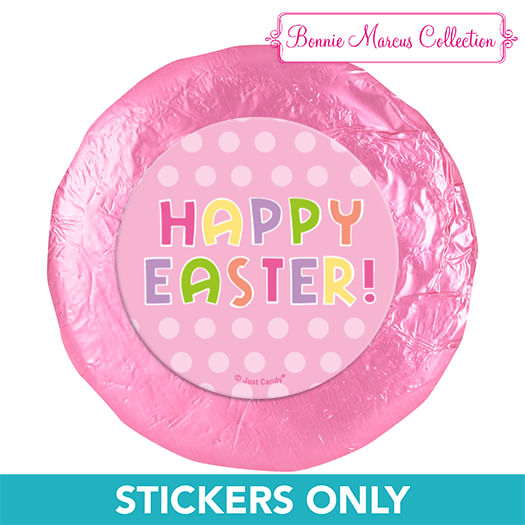 Easter Pink Dots 1.25" Stickers (48 Stickers)