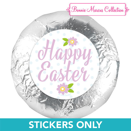 Easter Purple Flowers 1.25" Stickers (48 Stickers)