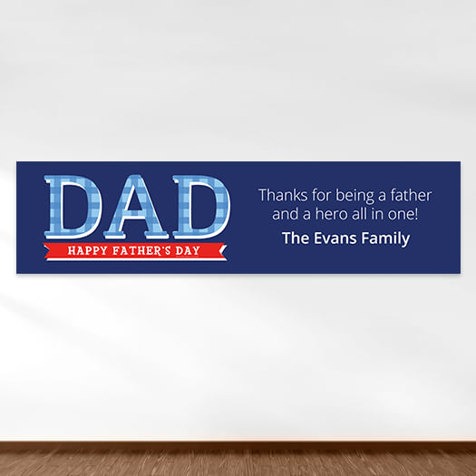 Personalized Bonnie Marcus Plaid Father's Day 5 Ft. Banner