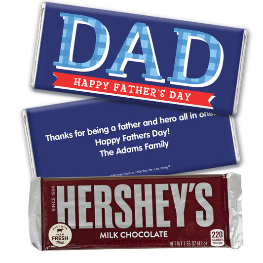 Personalized Collection Father's Day Plaid Hershey's Milk Chocolate Bar & Wrapper