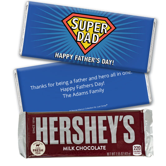 Personalized Collection Father's Day Super Dad Hershey's Milk Chocolate Bar & Wrapper