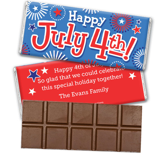 Personalized Bonnie Marcus Independence Day Fireworks Belgian Chocolate Bar & Wrapper