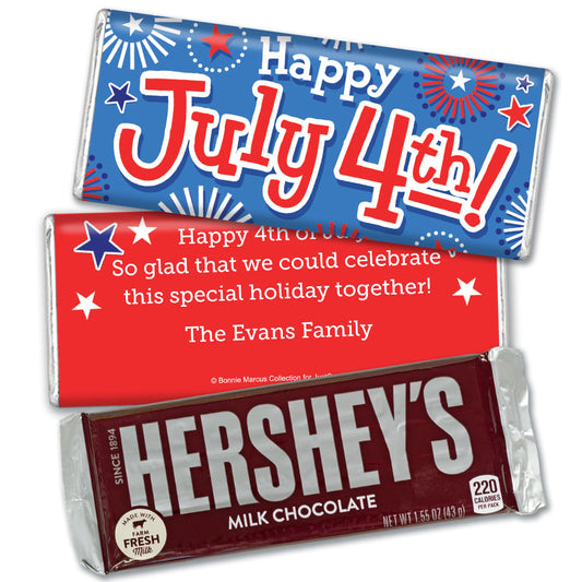 Personalized Independence Day Fireworks Hershey's Milk Chocolate Bar & Wrapper