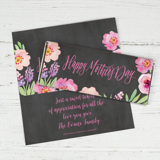 Bonnie Marcus Collection Mother's Day Personalized Chocolate Bar Wrappers Chocolate & Wrapper Floral Embrace Mother's Day Favors