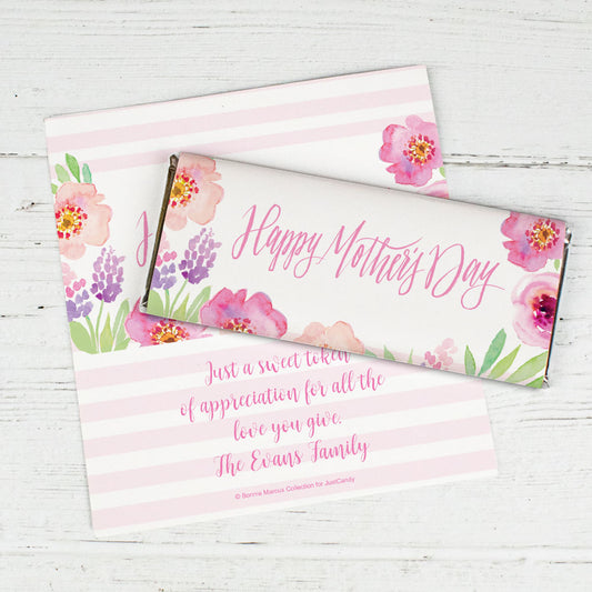 Bonnie Marcus Collection Mother's Day Personalized Chocolate Bar Wrappers Chocolate & Wrapper Floral Embrace Mother's Day Favors