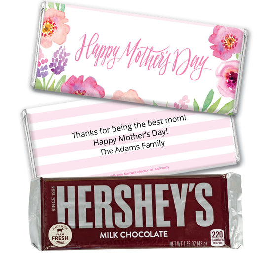 Collection Mother's Day Personalized Hershey's Milk Chocolate Bar Chocolate & Wrapper Floral Embrace Mother's Day Favors