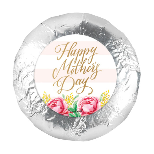 Mother's Day Pink Flowers 1.25in Stickers (48 Stickers)