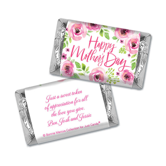 Personalized Bonnie Marcus Mother's Day Hershey's Miniatures Wrappers Pink Floral