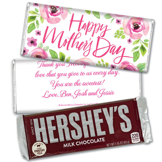 Personalized Mother's Day Pink Floral Hershey's Milk Chocolate Bar & Wrapper