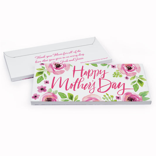 Deluxe Personalized Mother's Day Pink Floral Candy Bar Favor Box