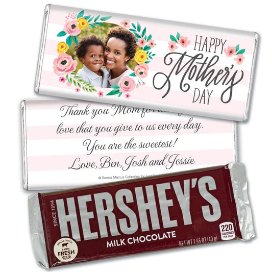 Personalized Mother's Day Floral Embrace Hershey's Milk Chocolate Bar & Wrapper