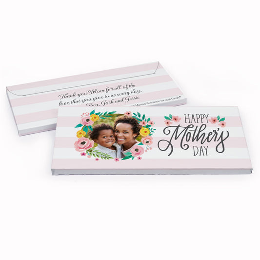 Deluxe Personalized Mother's Day Floral Photo Candy Bar Favor Box