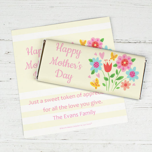 Personalized Bonnie Marcus Collection Mother's Day Spring Flowers Chocolate Bar Wrappers