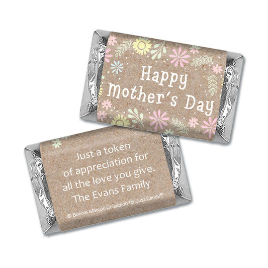 Personalized Bonnie Marcus Collection Mother's Day Hershey's Miniatures Wrappers Pastel Flowers