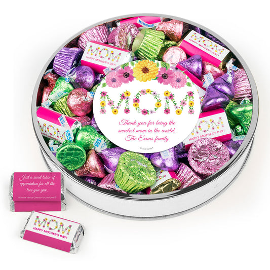 Personalized Mother's Day Large Plastic Tin Hershey's & Peanut Butter Cups Mix