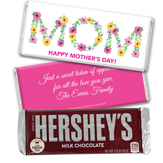 Personalized Mother's Day Mom in Flowers Hershey's Milk Chocolate Bar & Wrapper