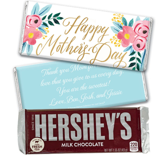 Personalized Mother's Day Floral Hershey's Milk Chocolate Bar & Wrapper