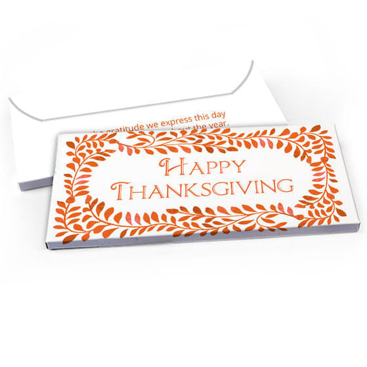 Deluxe Personalized Thanksgiving Bonnie Marcus Fall Leaves Candy Bar Favor Box