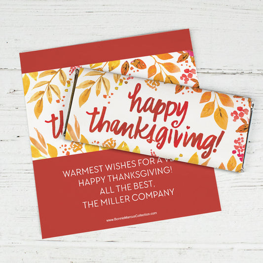 Personalized Bonnie Marcus Thanksgiving Fall Foliage Chocolate Bar Wrappers