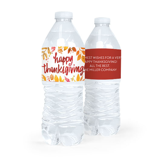 Personalized Thanksgiving Fall Foliage Water Bottle Labels (5 Labels)