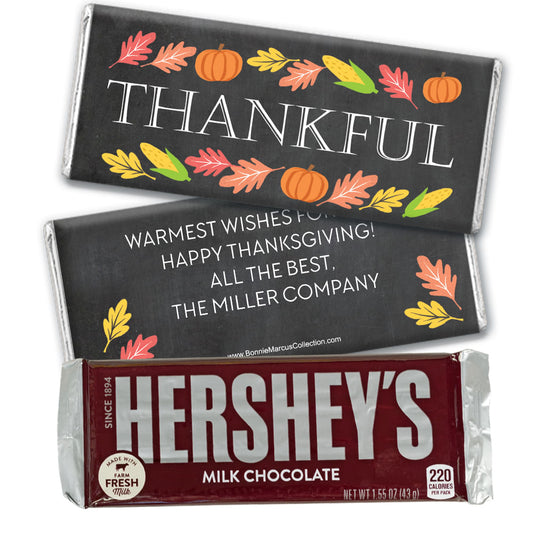 Personalized Thanksgiving Thankful Chalkboard Hershey's Milk Chocolate Bar & Wrapper