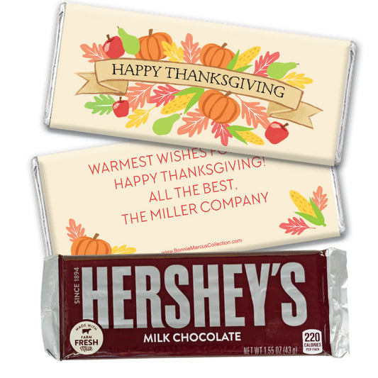 Personalized Thanksgiving Happy Harvest Hershey's Milk Chocolate Bar & Wrapper