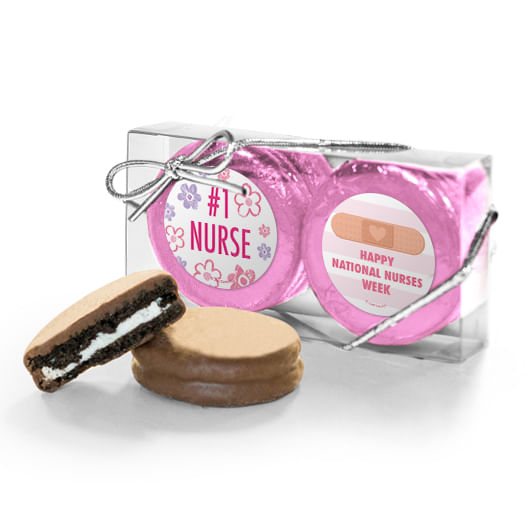 Nurse Appreciation Stripes & Flowers 2PK Chocolate Covered Oreo Cookies