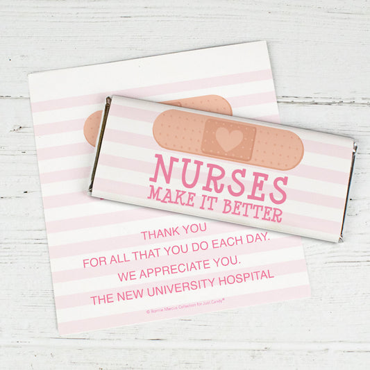 Personalized Bonnie Marcus Collection Nurse Appreciation Stripes Chocolate Bar Wrappers