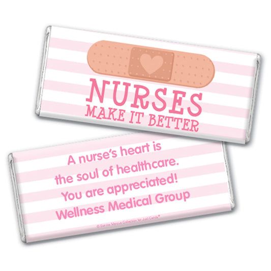 Personalized Bonnie Marcus Collection Nurse Appreciation Stripes Chocolate Bar Wrappers