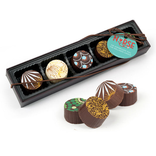 Personalized Nurse Appreciation Heart Stethoscope Gourmet Chocolate Truffle Gift Box (5 Truffles)