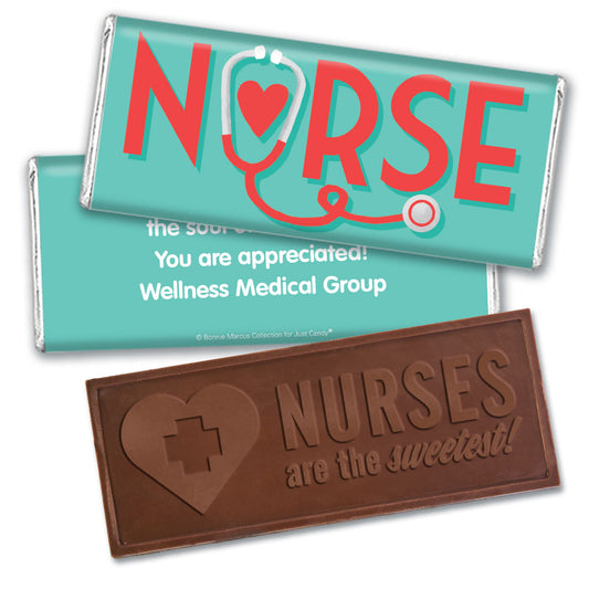 Personalized Bonnie Marcus Collection Nurse Appreciation Red Heart Embossed Nurse Chocolate Bar