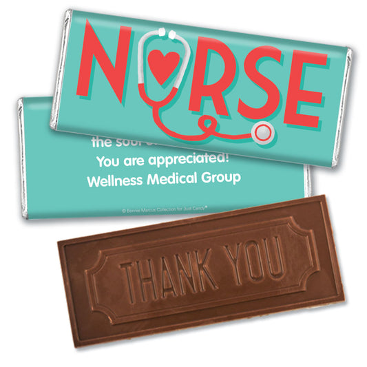 Personalized Bonnie Marcus Collection Nurse Appreciation Red Heart Embossed Thank You Chocolate Bar