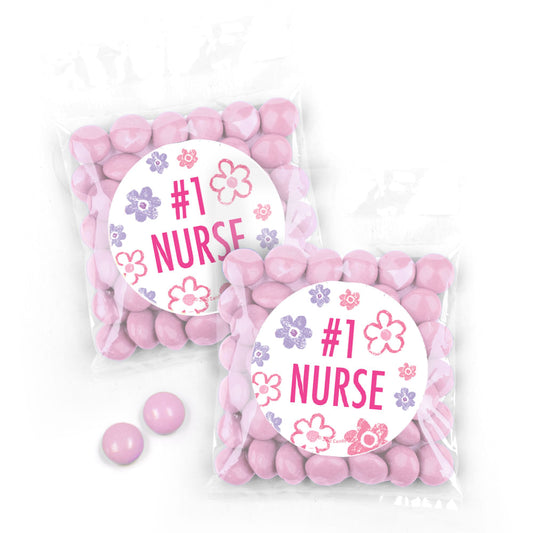 Nurse Appreciation Flowers Candy Bags with Just Candy Milk Chocolate Minis