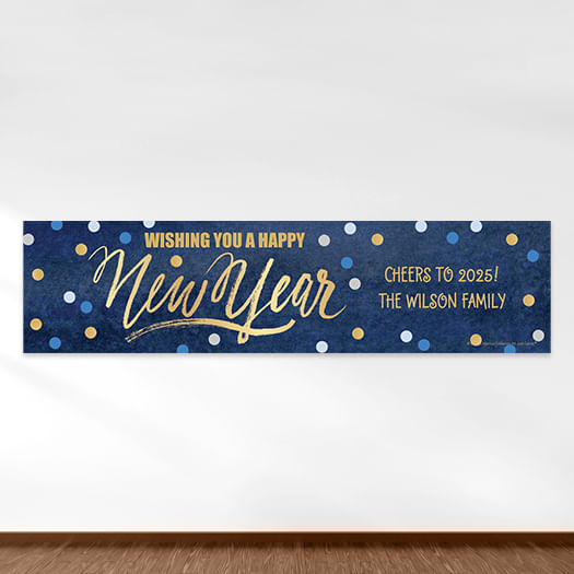 Personalized New Year's Midnight Celebration 5 Ft. Banner