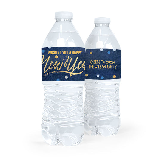 Personalized New Year's Eve Midnight Celebration Water Bottle Sticker Labels (5 Labels)