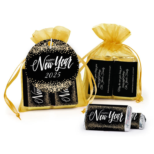 New Year's Eve Bubbles Hershey's Miniatures in Organza Bags with Gift Tag