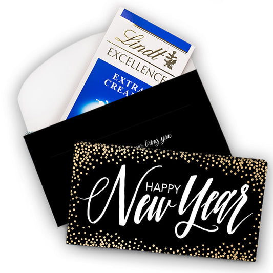 Deluxe Personalized New Year's Eve Bubbles Lindt Chocolate Bar in Gift Box (3.5oz)