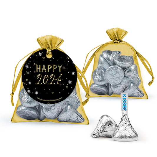 New Year's Eve Party & Prosper Hershey's Kisses in Organza Bags with Gift Tag