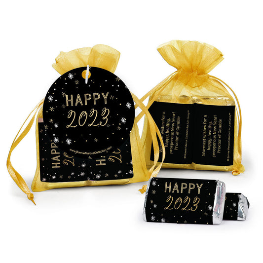 New Year's Eve Party & Prosper Hershey's Miniatures in Organza Bags with Gift Tag